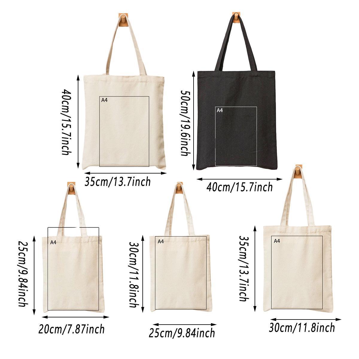 Five piece blank canvas tote bag set in natural cotton blend with comfortable shoulder straps — view 3