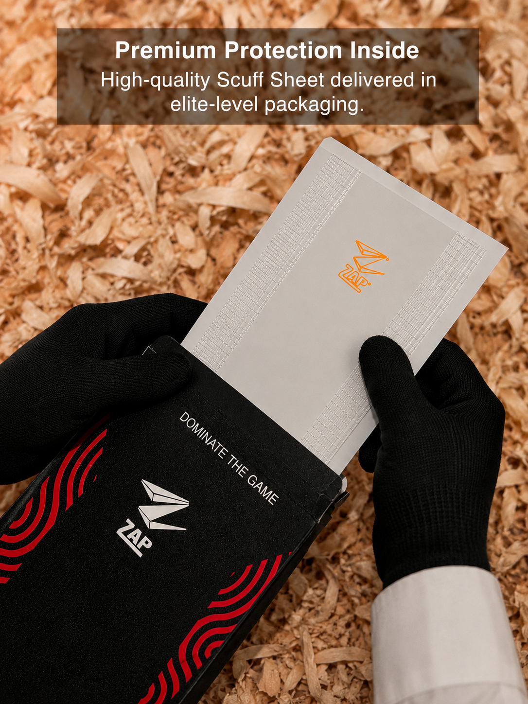 Transparent fibreglass cricket bat scuff sheet, self-adhesive protective film measuring 350x160mm for edge protection — view 4