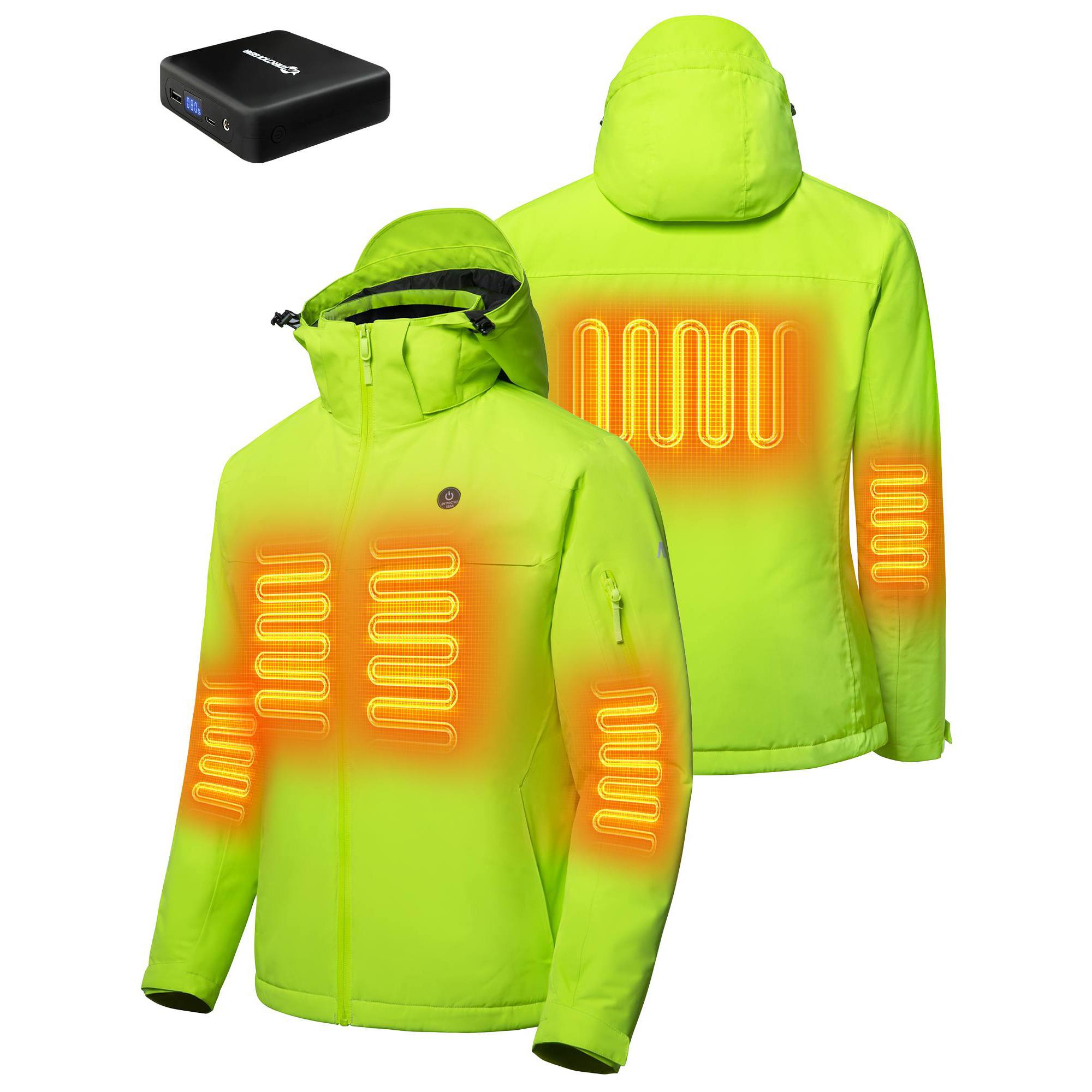 Women's heated ski jacket in weather-resistant fabric with adjustable storm hood and secure zipper pockets — view 2