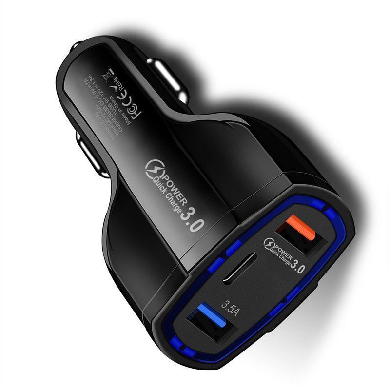 3-port 36W fast car charger with Quick Charge 3.0 and night-friendly LED lights — view 4