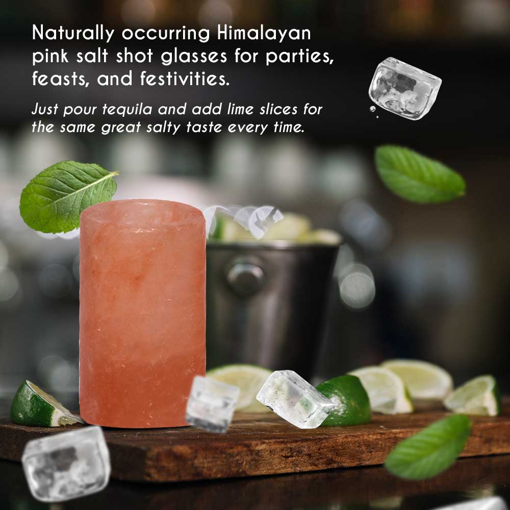 Himalayan pink salt shot glasses, hand-carved natural rose quartz tequila holders for minibar and parties — view 2