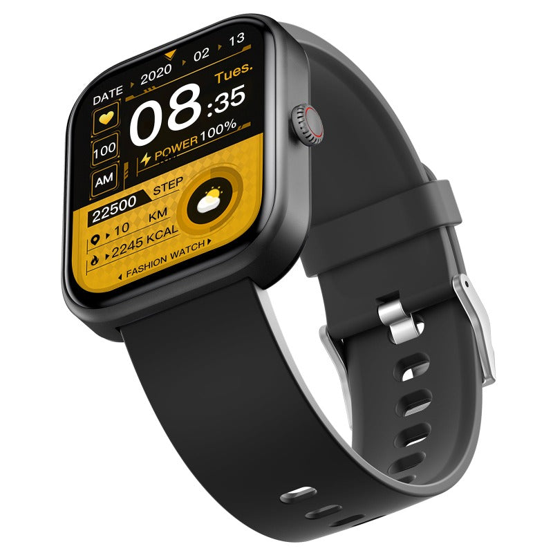 Blood glucose monitoring smartwatch with sleek digital display, modern black silicone wristband, and fitness tracking interface. — view 5