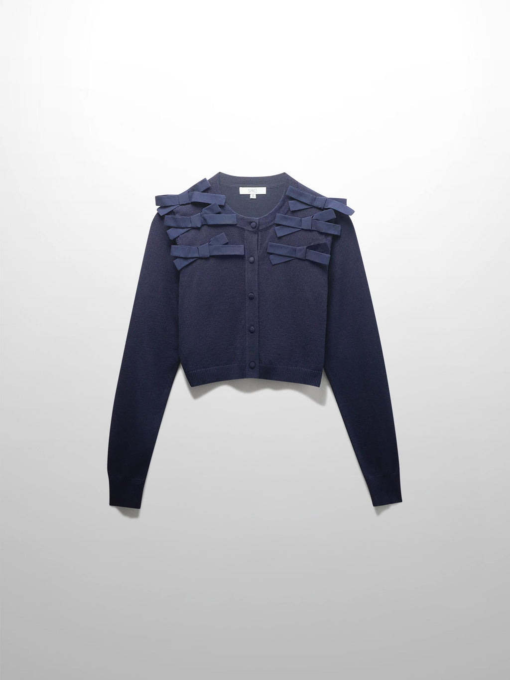 Cropped Bow Cardigan-Navy-0