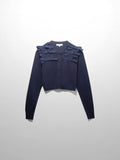Cropped Bow Cardigan-Navy-0