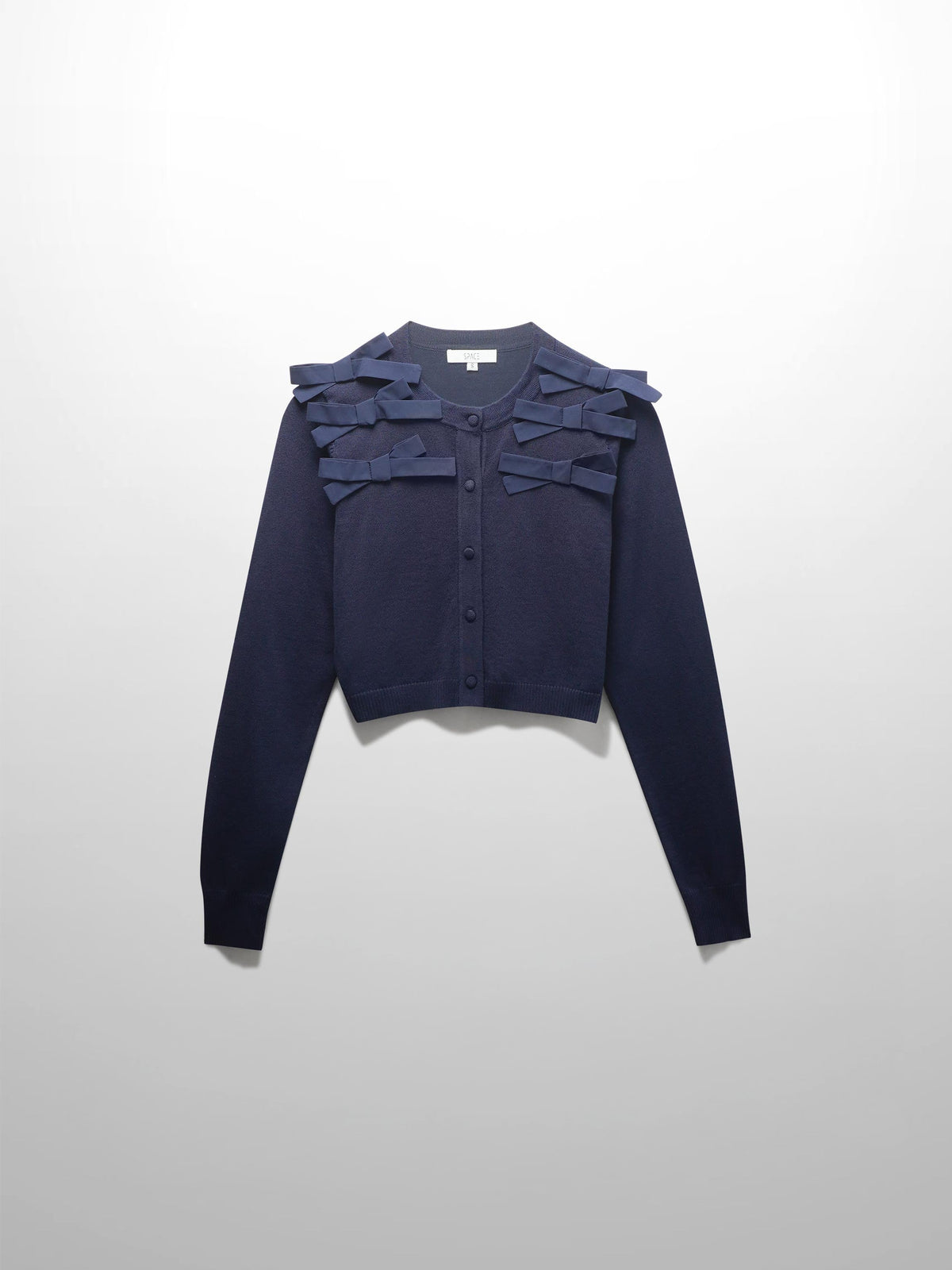 Cropped Bow Cardigan-Navy-0