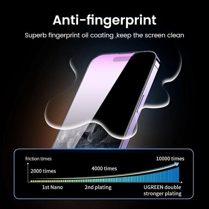 Blue light blocking hydrogel screen protector film applied to a modern iPhone display — view 4
