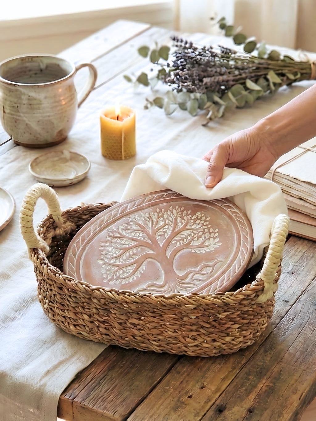 Bread Warmer & Basket - Tree of Life Oval-1