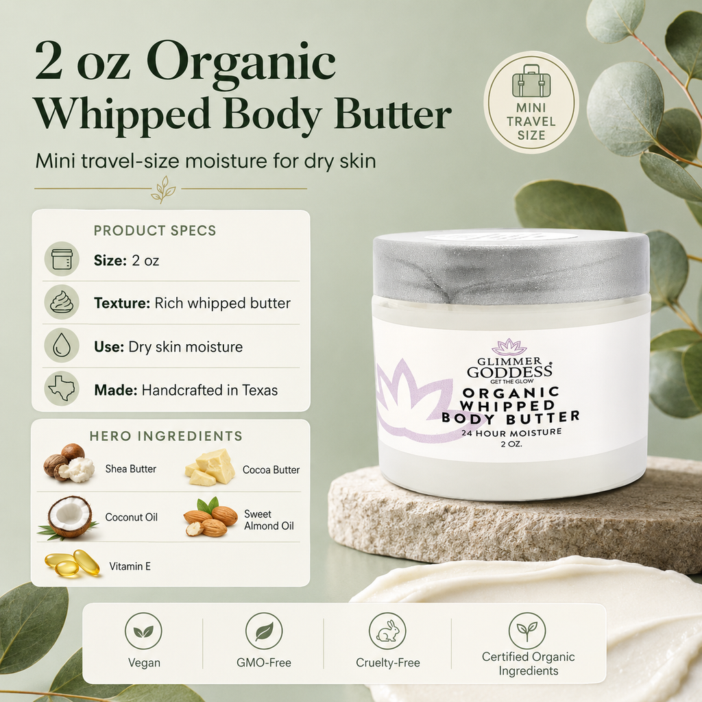 Organic Whipped Body Butter 2 oz – Mini Travel Size for Dry Skin & Eczema-3