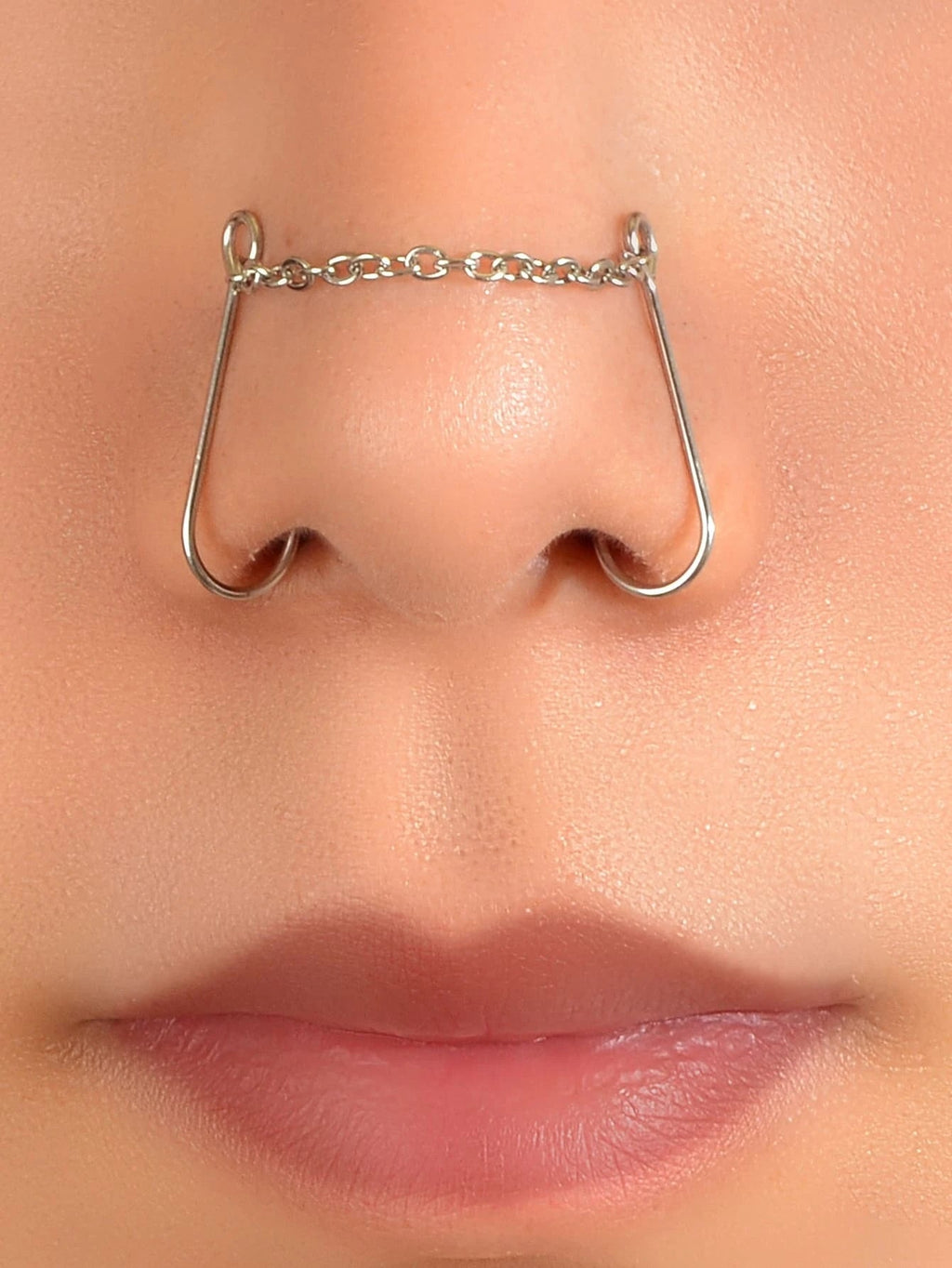 Geometric chain link fake nose and lip ring punk faux body piercing jewelry accessory. — view 5