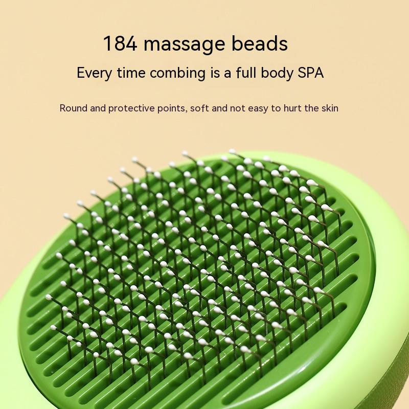 Avocado shaped green pet grooming brush with stainless steel bristles for cats and dogs — view 4