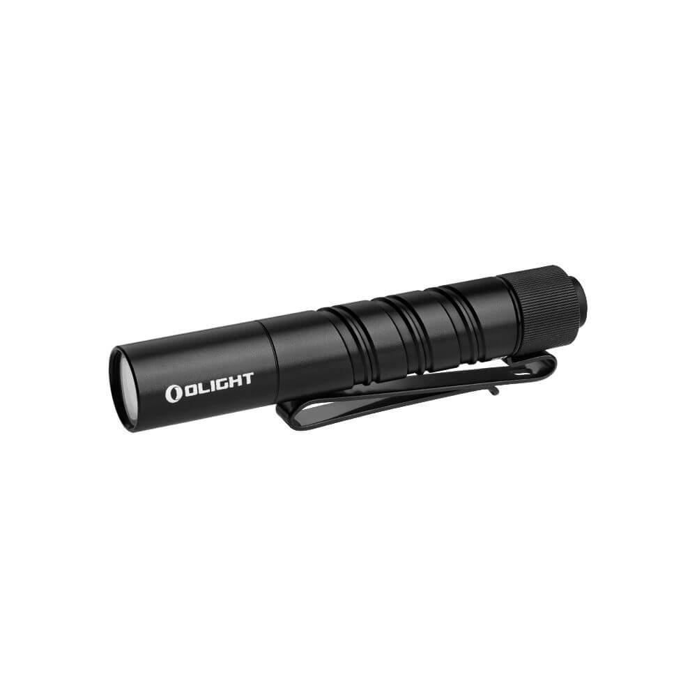 Olight i3T 2 EOS EDC Flashlight in dark aluminum with secure pocket clip and textured handle — view 2