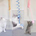 Interactive plush cat toy with a strong suction cup base, bouncing spring, and soft hair ball