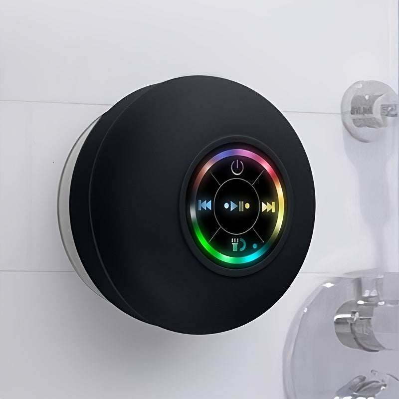 Portable waterproof Bluetooth speaker with suction cup mount and colorful RGB lighting — view 2