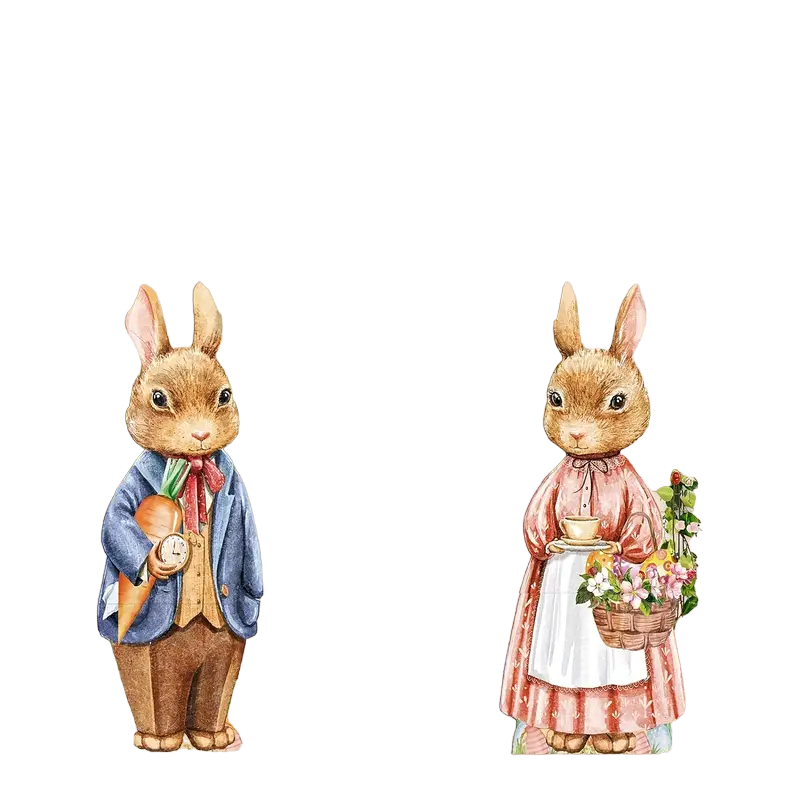 Two large Easter bunny yard signs with ground stakes for festive outdoor spring lawn decoration