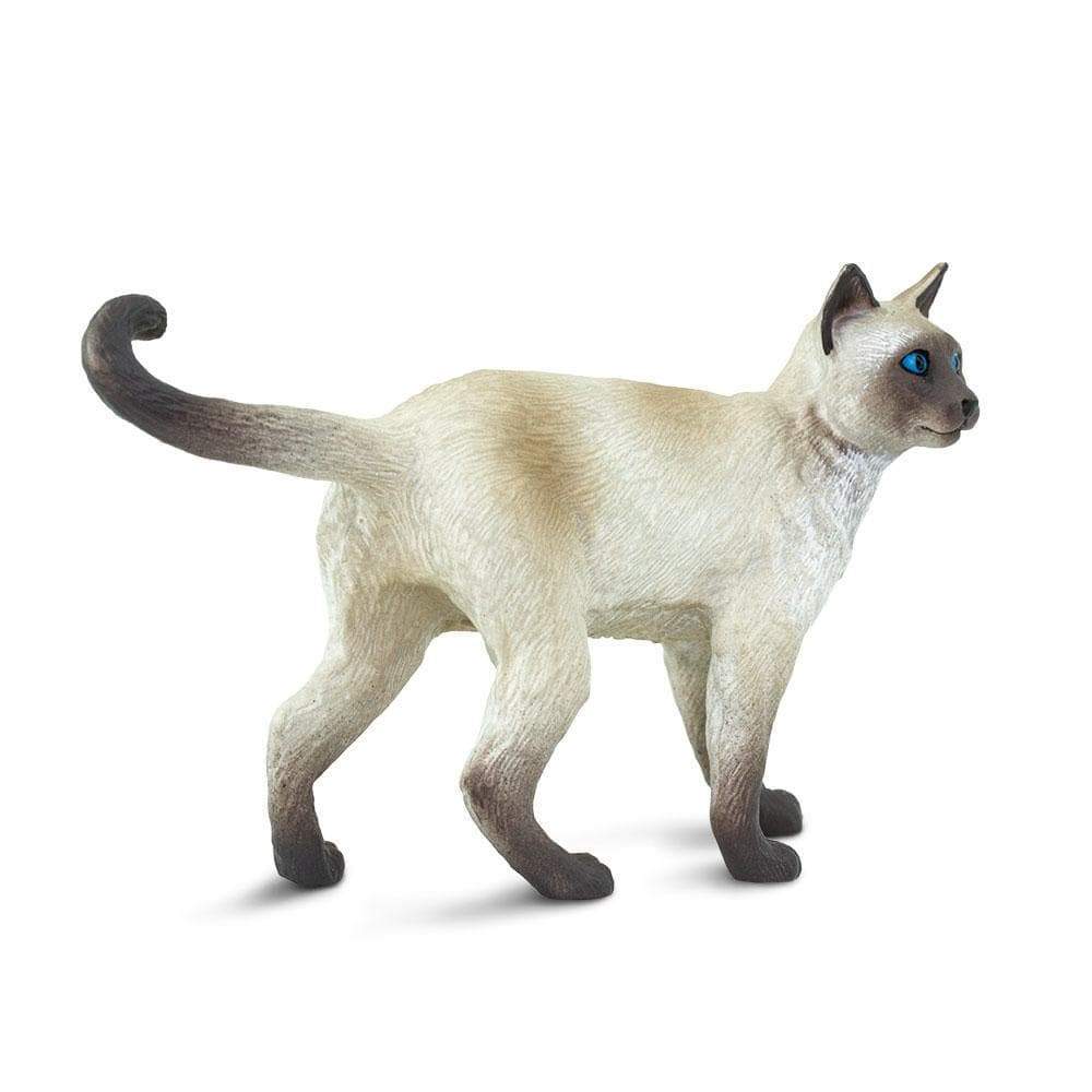 Siamese cat toy figurine with cream and dark brown pointed coat and blue eyes — view 4