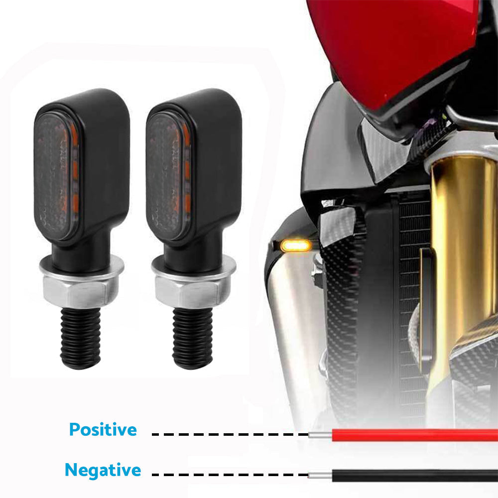 Four amber mini LED motorcycle turn signal indicators for custom 12V bikes. — view 4
