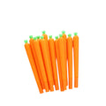 33 piece carrot shaped gel pen set featuring bright orange bodies and green leafy tops