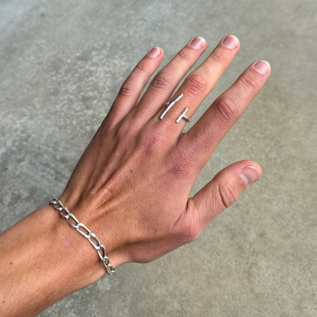 2 Lines Minimalist Silver Ring-2