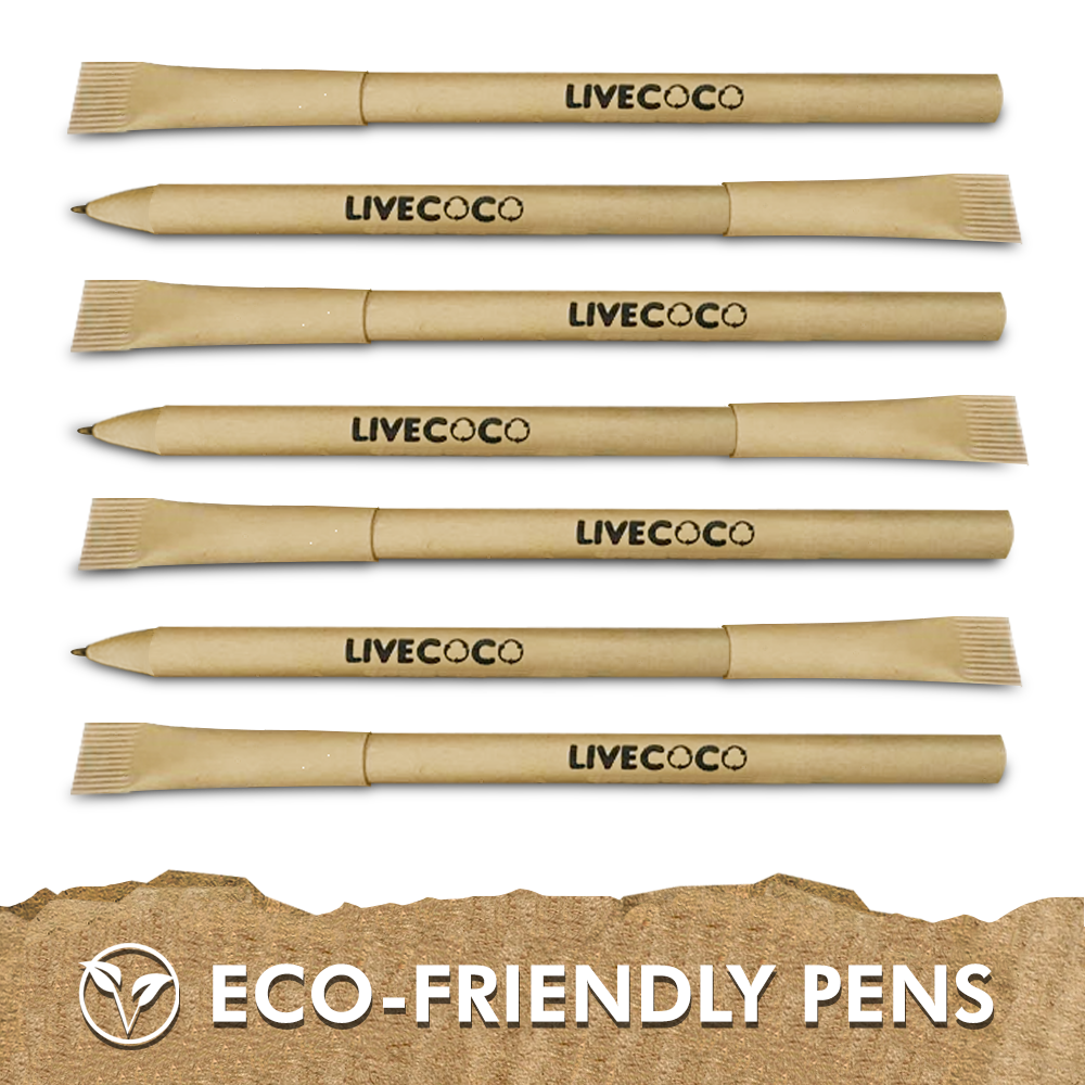 Kraft paper ballpoint pens in a 24 pack featuring sustainable biodegradable barrels and steel tips — view 2
