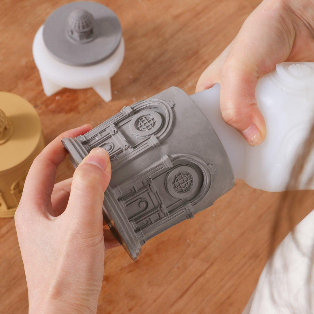 Architectural style silicone candle jar mold for concrete, plaster, and resin crafting projects. — view 2