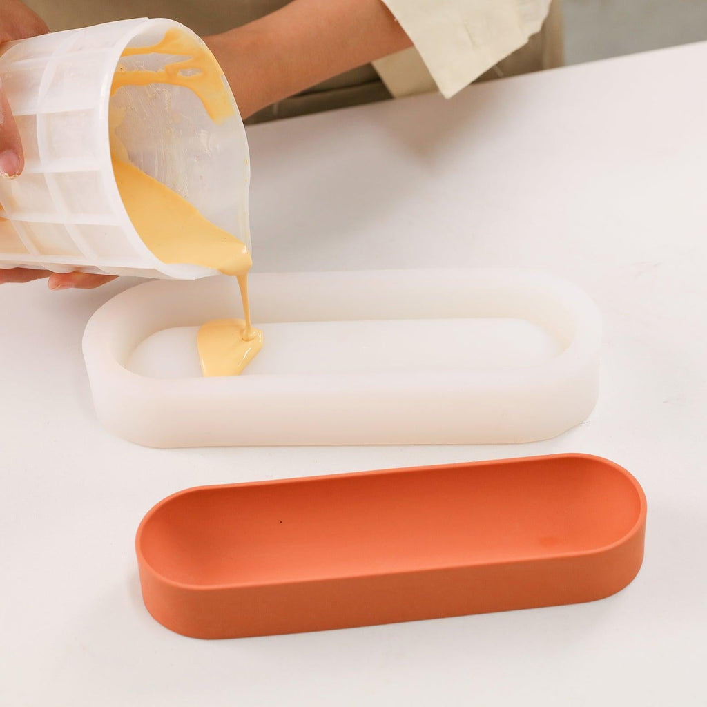 Long shaped pen organizer silicone mold for concrete and plaster casting minimalist desk accessory — view 2
