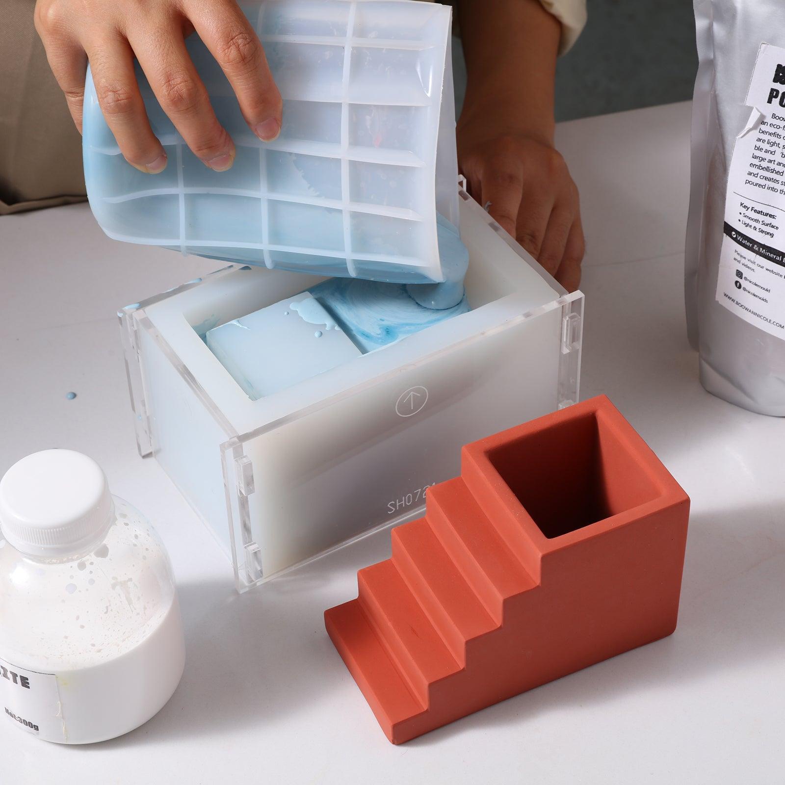 Stairway pen holder silicone mold for crafting geometric desk organizers and modern office storage accessories — view 2