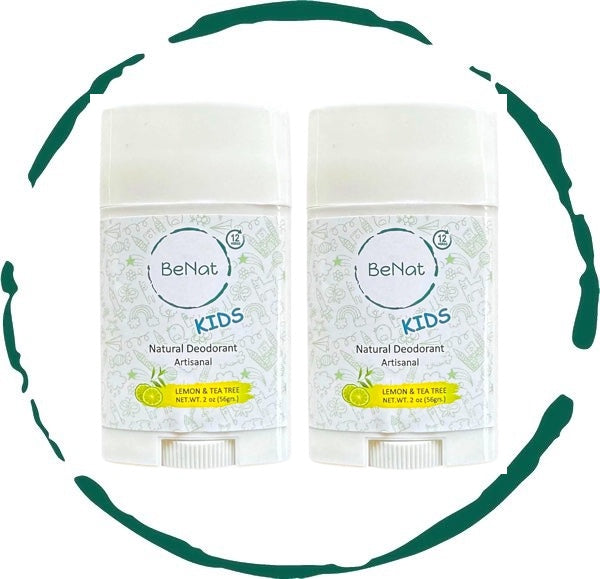 Natural kids and teens deodorant 2-pack sticks, aluminum-free hypoallergenic formula for sensitive skin
