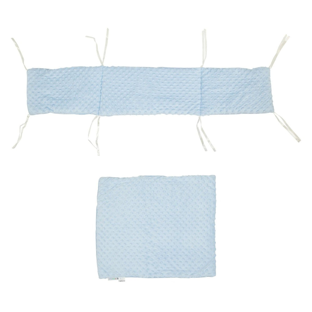 Two piece dimple crib bedding set featuring soft textured nursery quilt and matching protective bumper — view 4