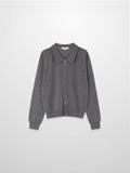 Wool Blend Collared Cardigan-Grey-0