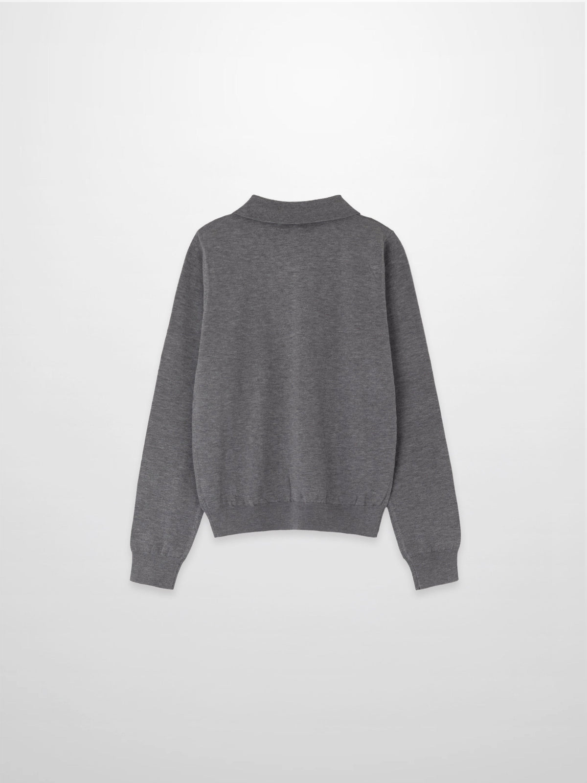 Wool Blend Collared Cardigan-Grey-1
