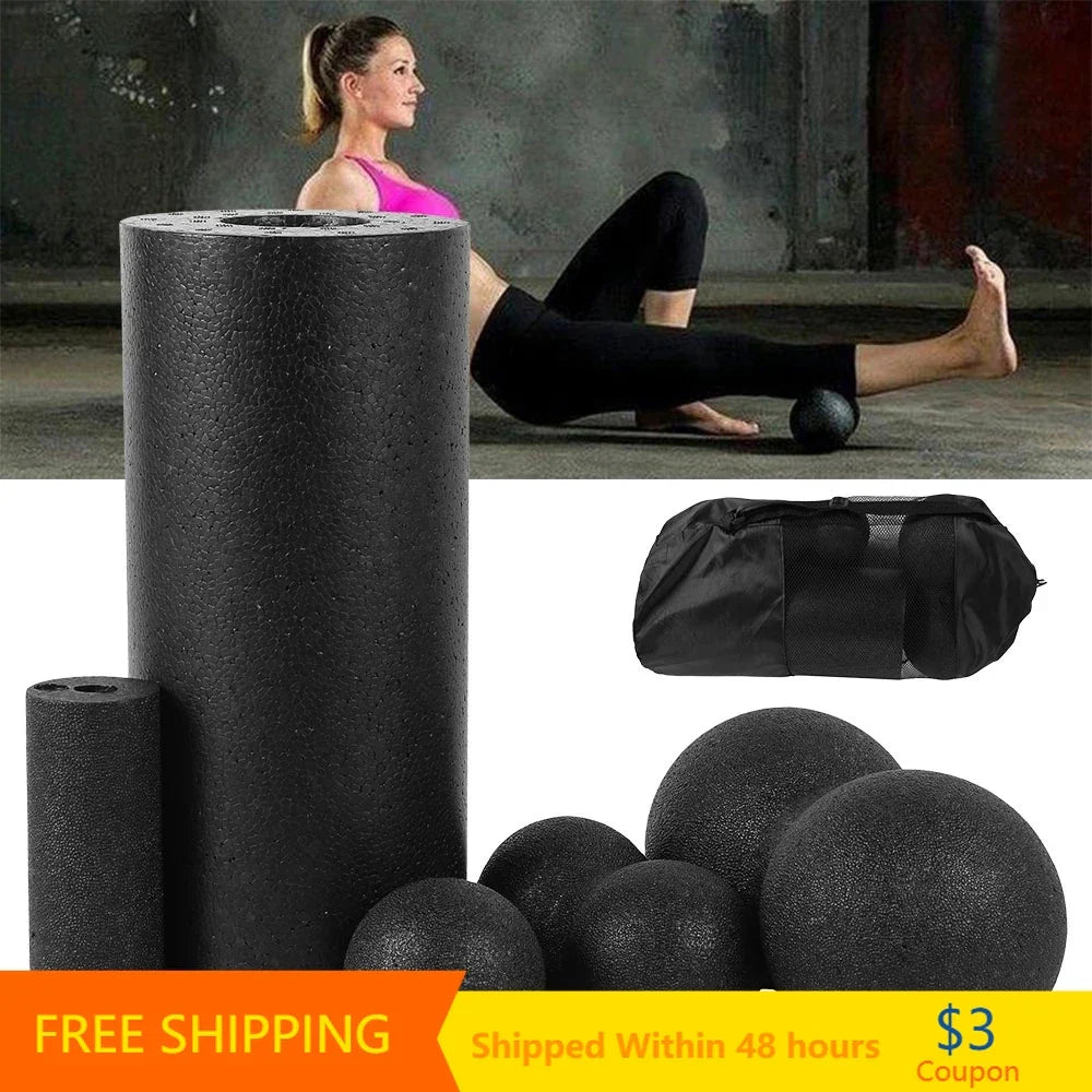 Five piece yoga massage foam roller set made of dense EPP material for muscle recovery — view 3