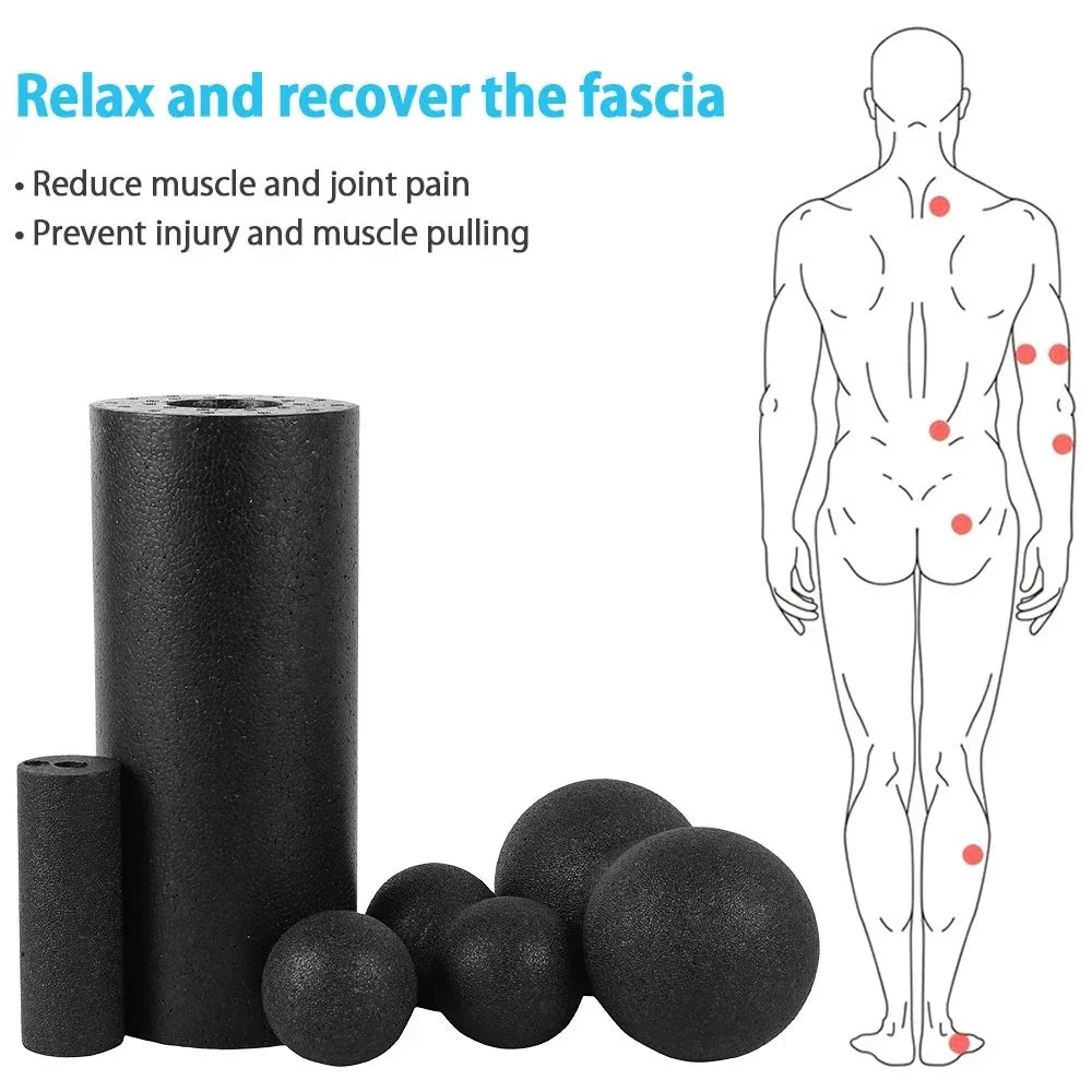 Five piece yoga massage foam roller set made of dense EPP material for muscle recovery — view 4