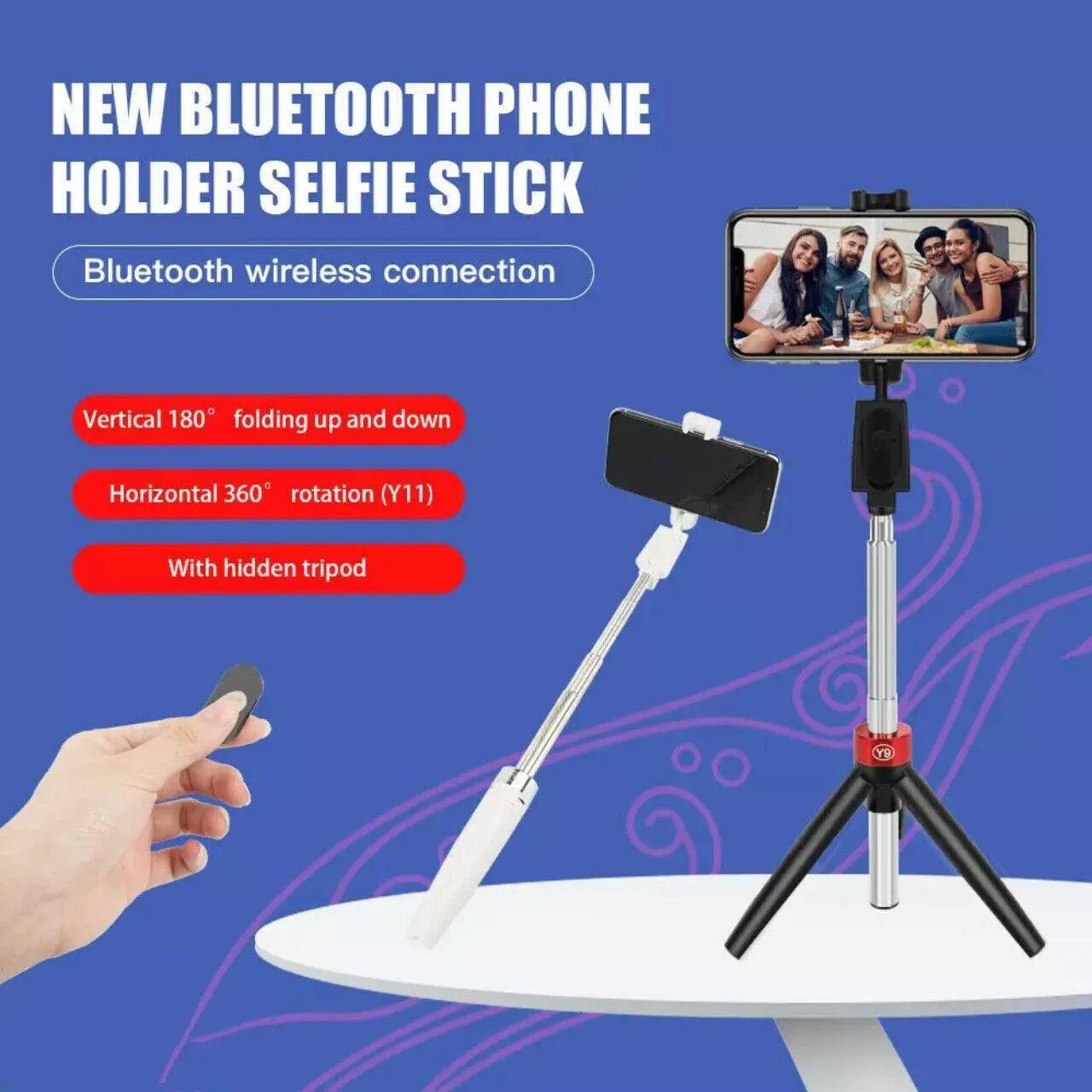 Black 3-in-1 wireless Bluetooth selfie stick and mini mobile phone tripod with remote