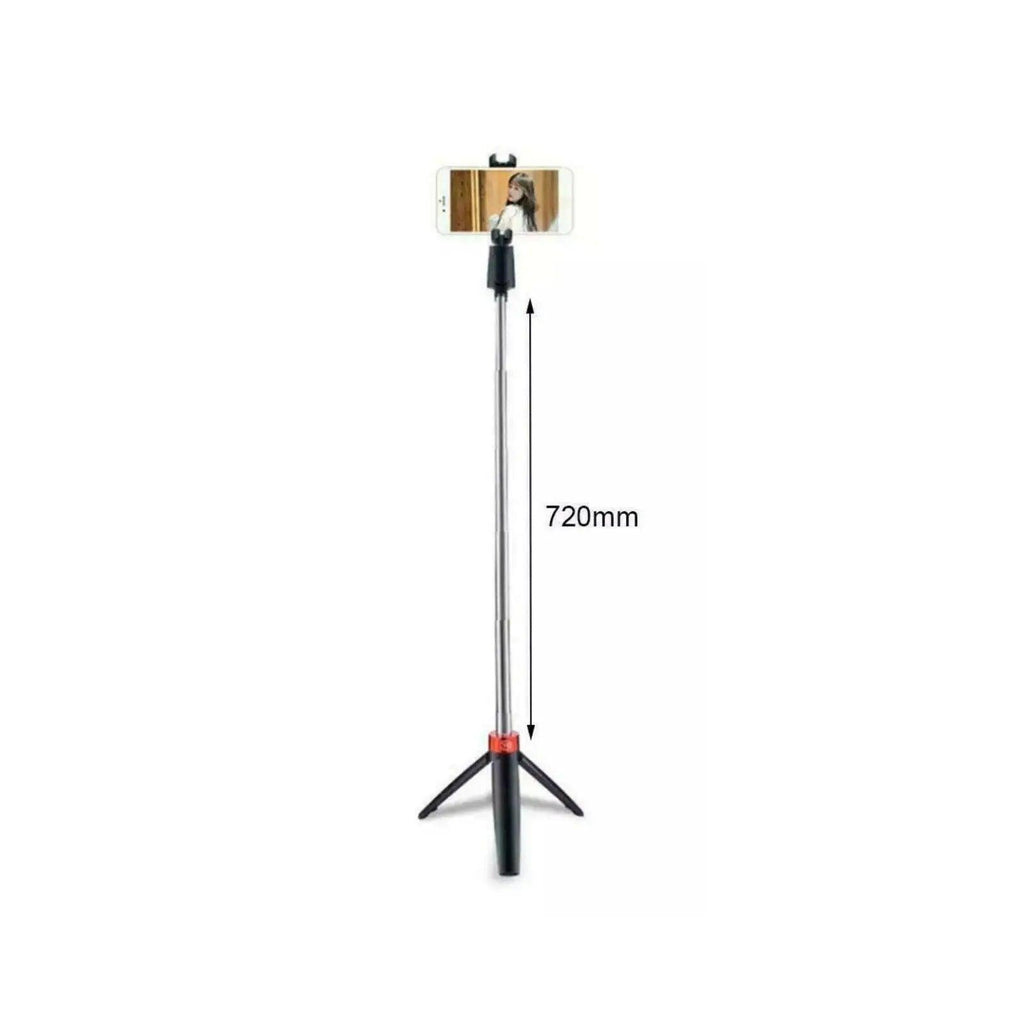 Black 3-in-1 wireless Bluetooth selfie stick and mini mobile phone tripod with remote — view 2