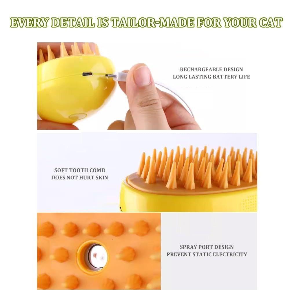 3-in-1 electric pet steam brush and massage comb for cat and dog grooming — view 3