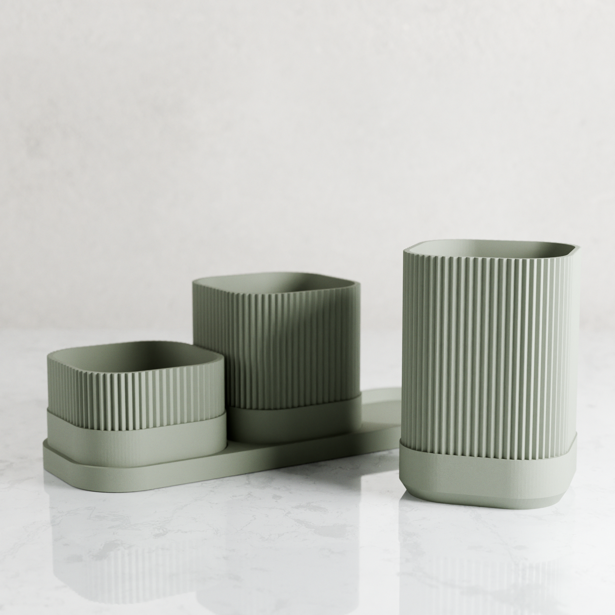 Minimalist 3 piece pencil holder and gardening tool organizer set in sleek modern finish. — view 4