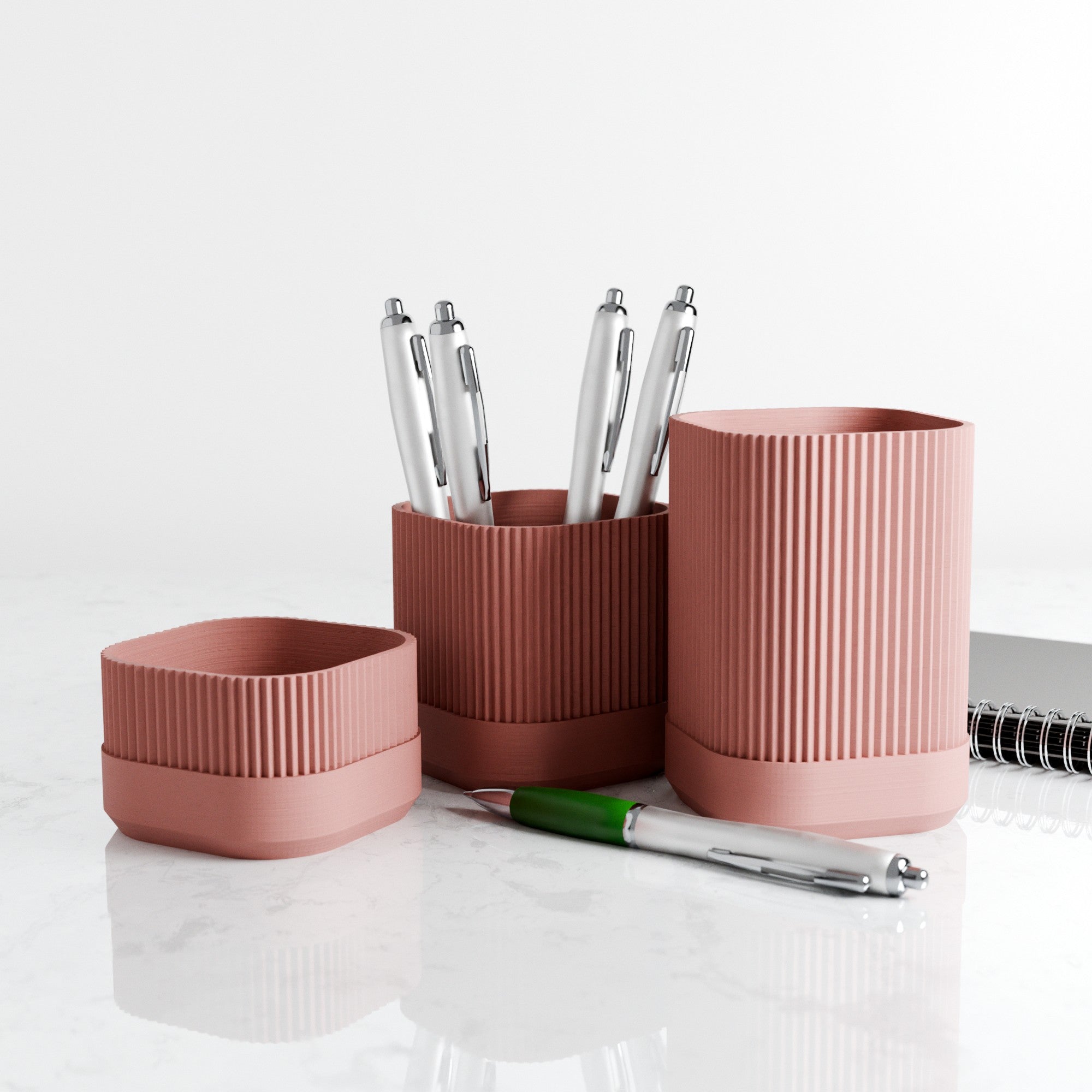 Minimalist 3 piece pencil holder and gardening tool organizer set in sleek modern finish. — view 5