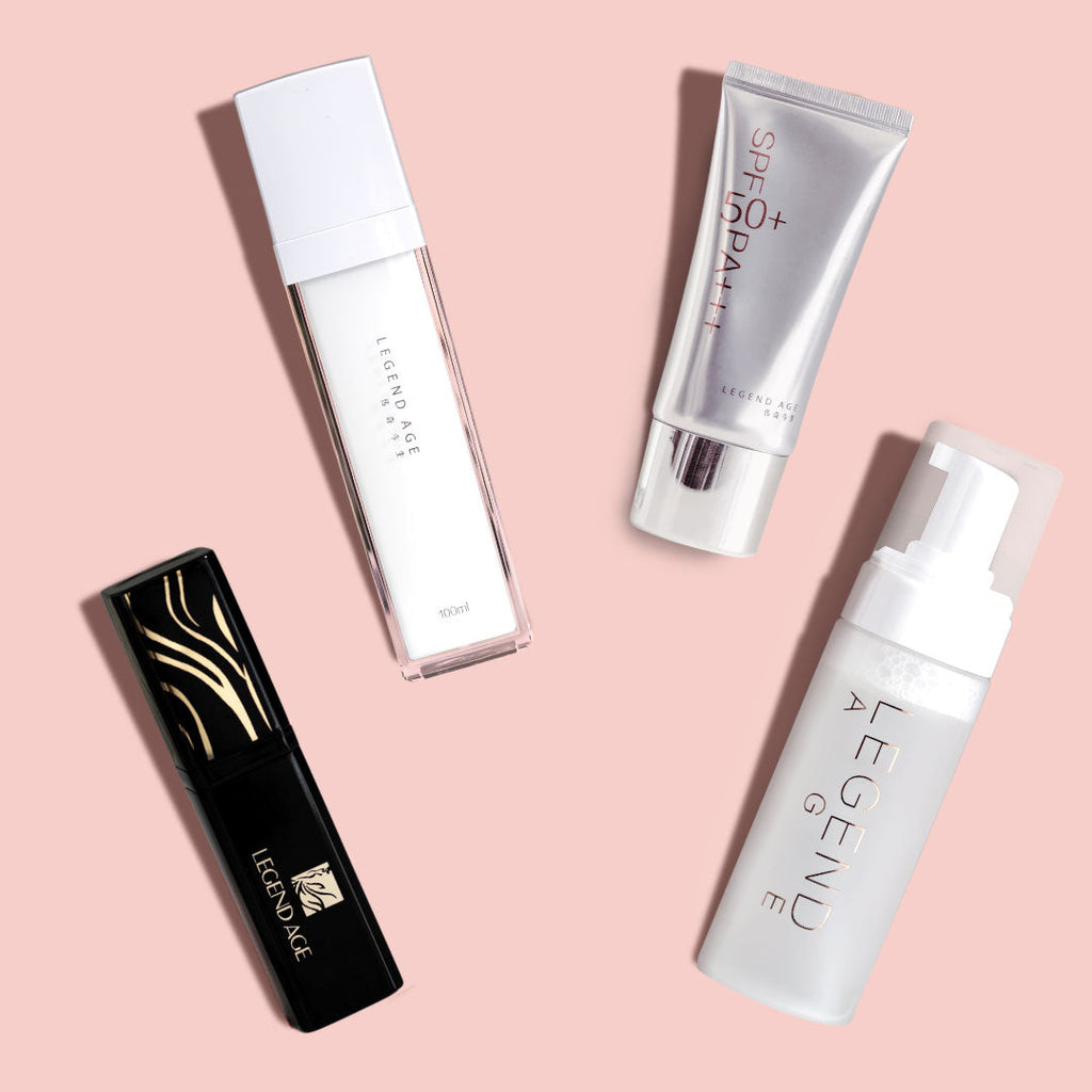 Glow & Sun Care Set – Cleanser, Mist, Lipstick & Sunscreen | Legend Age-0