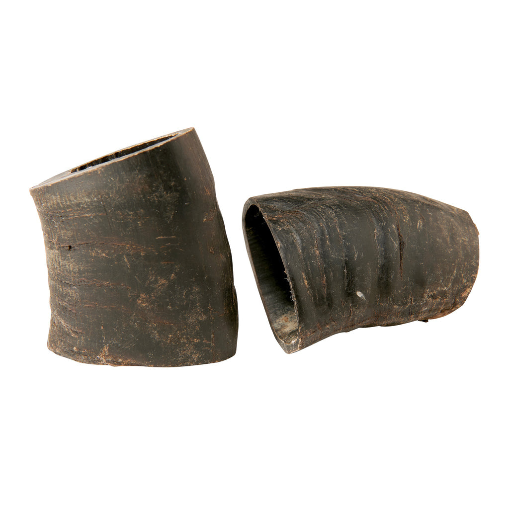 Water buffalo horn dog chews, two natural textured pieces for canine dental health and chewing — view 3