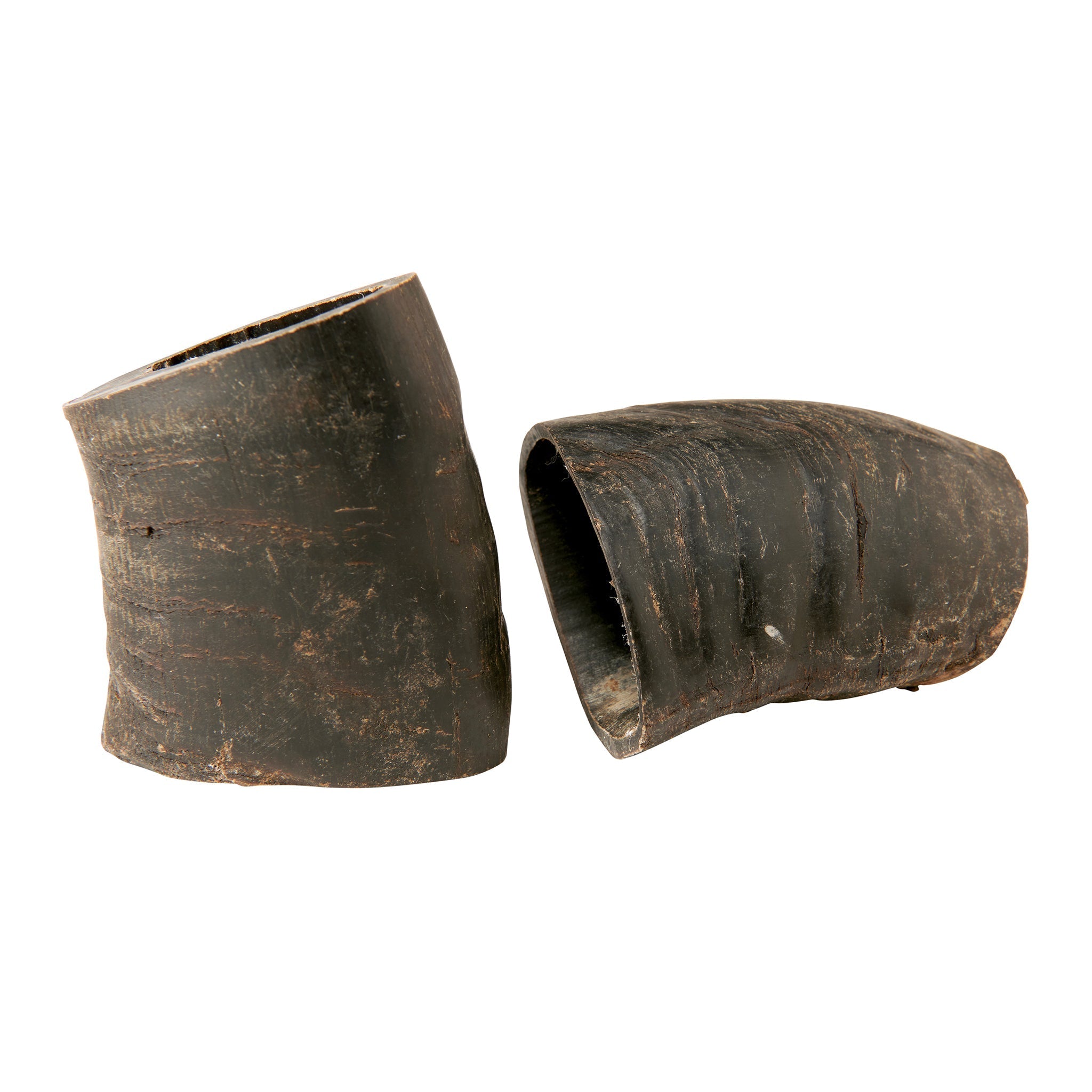 Water buffalo horn dog chews, two natural textured pieces for canine dental health and chewing — view 3