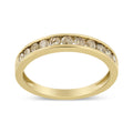 14K Yellow Gold Plated .925 Sterling Silver 1/2 Cttw Channel Set Round Champagne Diamond 11 Stone Band Ring (K-L Color, I1-I2 Clarity)-0