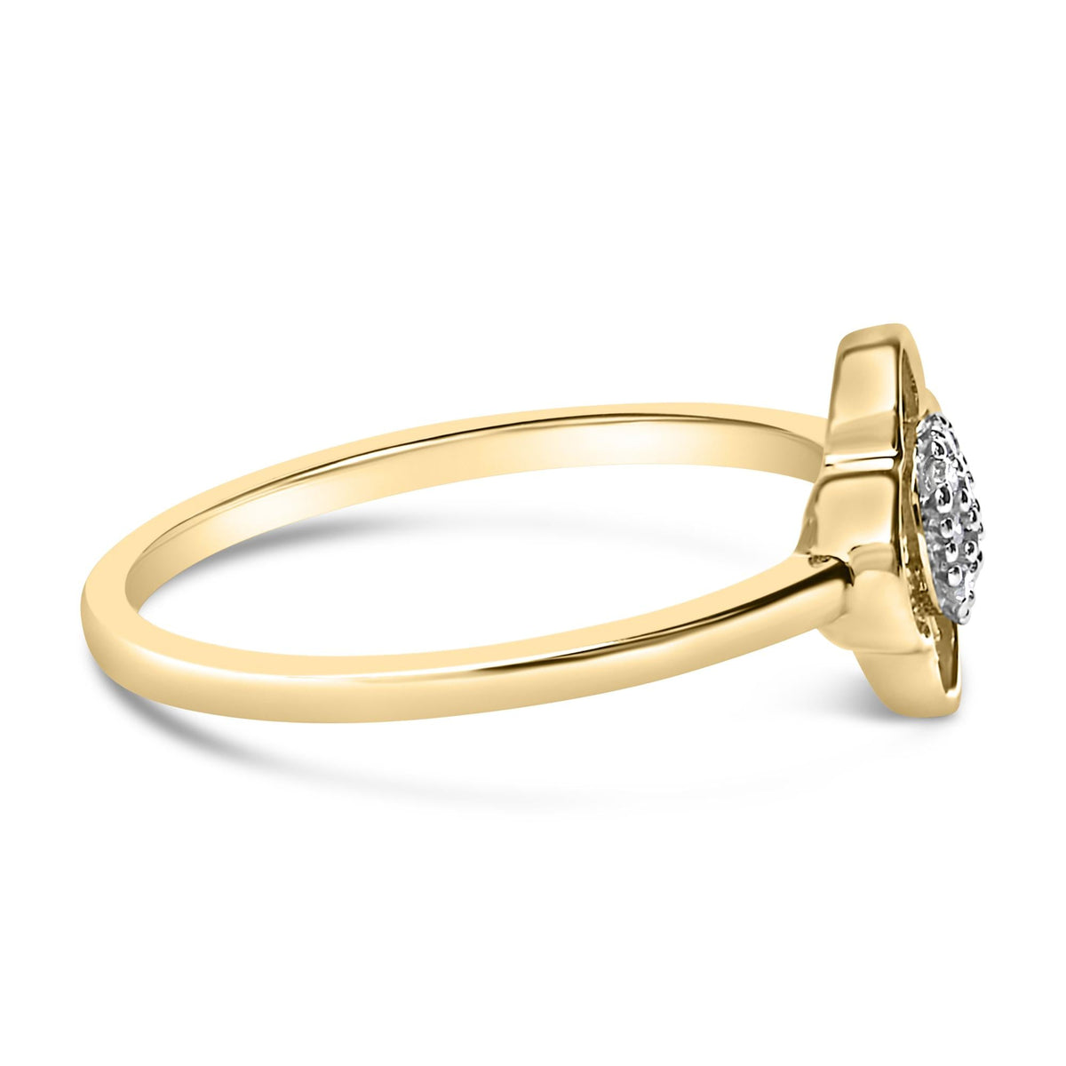 14K Yellow Gold Plated Silver Diamond Accent Clover Ring-1