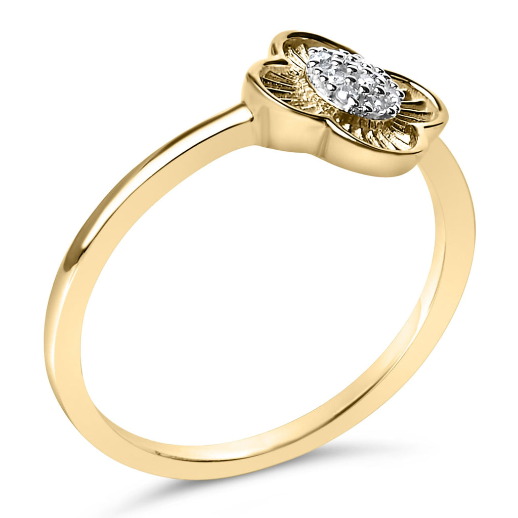 14K Yellow Gold Plated Silver Diamond Accent Clover Ring-3
