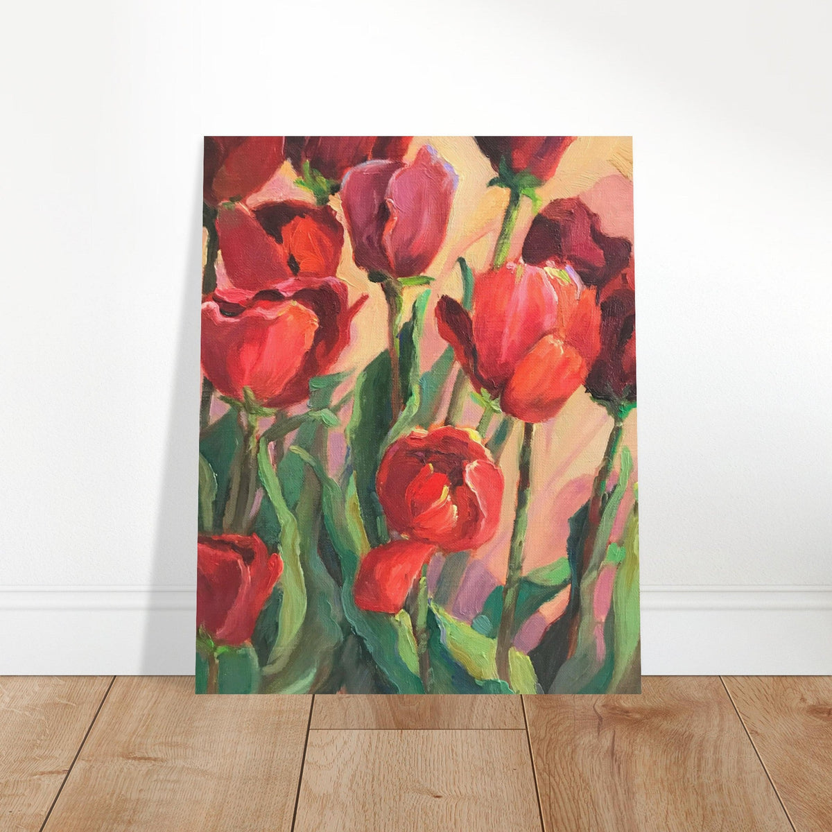 'Tulips' Floral I 16x20 Museum-Quality Matte Paper Poster | Original Artwork by American Artist Barbara Cleary (Fall Collection)-0