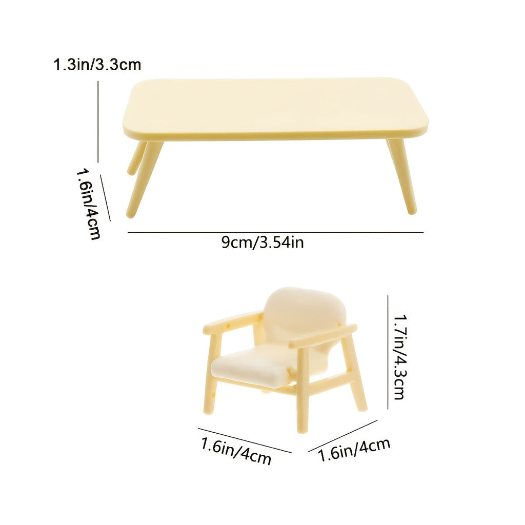 Three piece miniature realistic plastic table and chair set for dollhouses and diorama craft projects — view 2