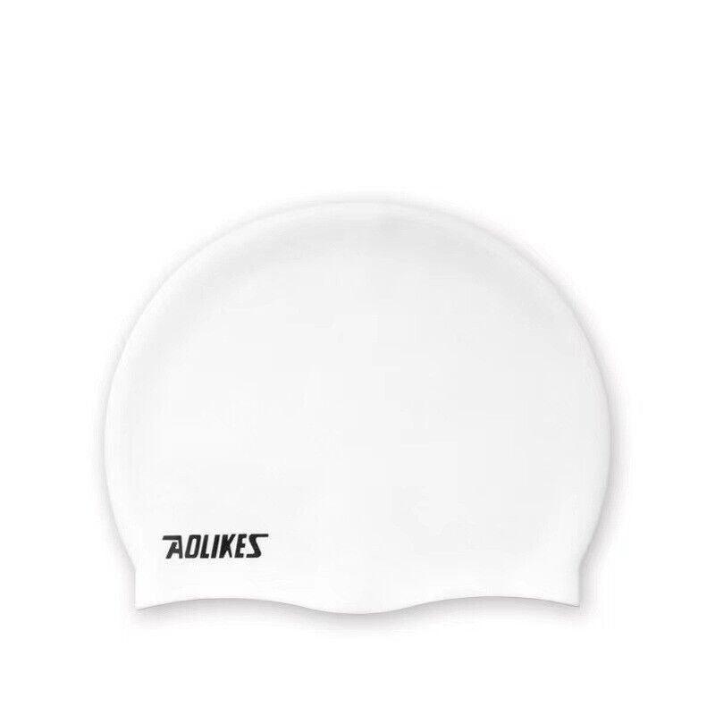 AOLIKES silicone swimming cap, solid colored waterproof swim hat for men and women — view 4
