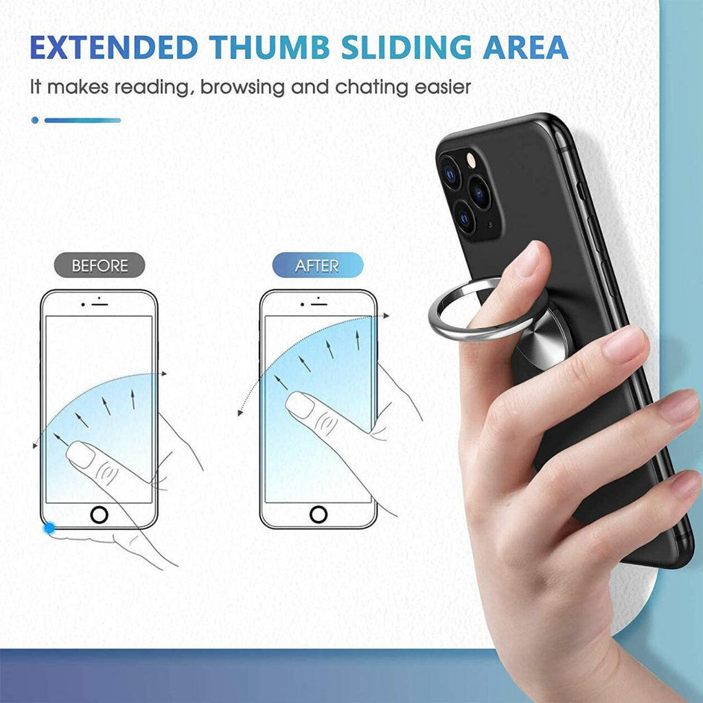 Slim zinc alloy phone ring holder and mobile grip stand in a metallic finish. — view 4