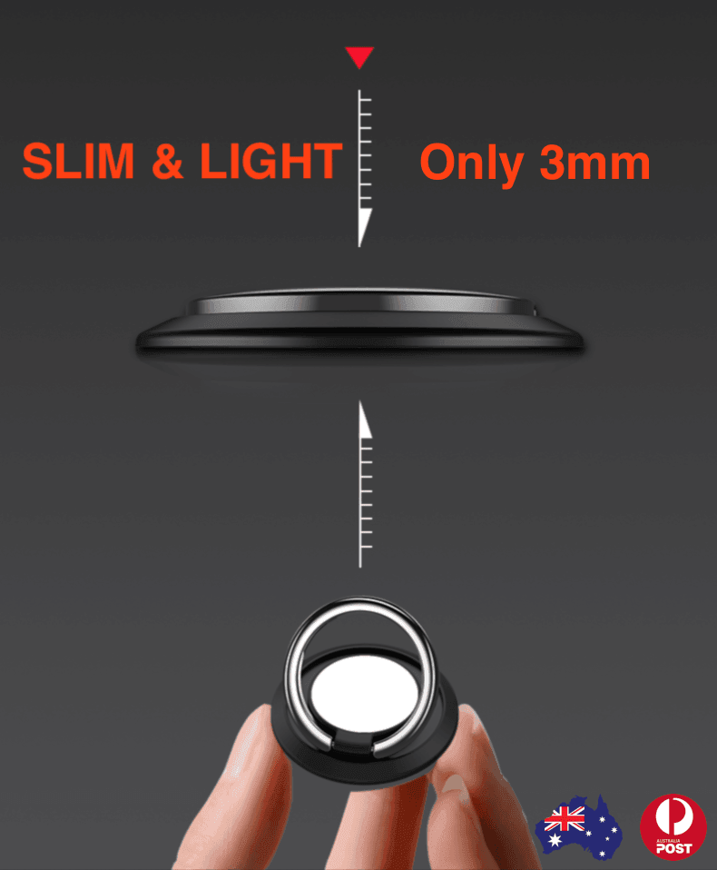 Slim zinc alloy phone ring holder and mobile grip stand in a metallic finish. — view 5