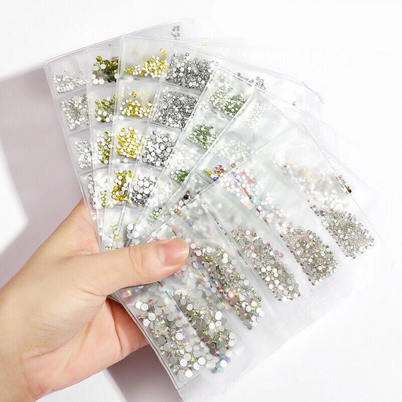 1440 pieces of crystal clear flat bottom glass rhinestones for sparkling 3D nail art designs — view 3