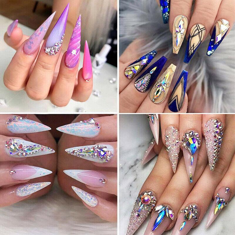 1440 pieces of crystal clear flat bottom glass rhinestones for sparkling 3D nail art designs — view 4
